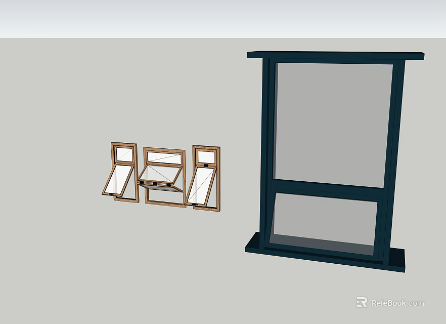 Black Frame Display Board With Multiple Wooden Folding Stands And Panels 3d model 