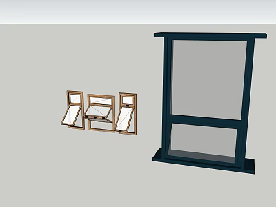 Black Frame Display Board With Multiple Wooden Folding Stands And Panels 3d model