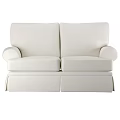 Modern White Two Seater Sofa With Armrests And Skirted Base Design 3d model