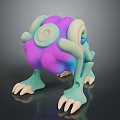 Game Movie Character Fantasy Alien Creature With Purple Green Body Tentacles And Claws