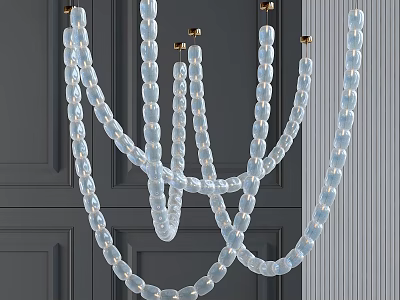 Elegant Modern Beaded Glass Chandelier With Multiple Hanging Strands On Dark Background 3d model