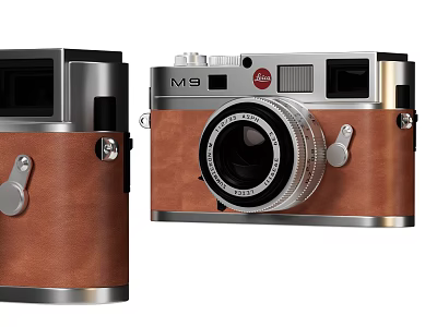 Leica M9 Digital Camera With Brown Leather Design 3d model