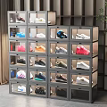 Modern Multi Layer Shoe Cabinet With Transparent Doors For Storing Various Shoes 3d model