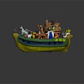 Commercial Noah's Ark Model Equipment With Animal Human Figures And Small Buildings