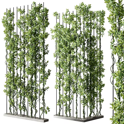 Lush Green Plant Wall With Hanging Vines Diverse Foliage And Vertical Design 3d model