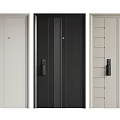 Modern Security Doors In Black White With Various Designs And Secure Locks 3d model