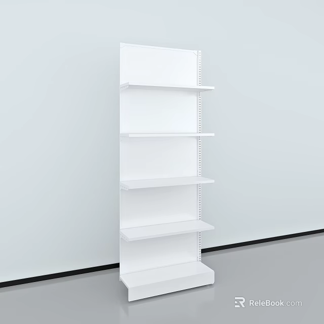 White Display Shelf with Multiple Layers for Retail Store Merchandise 3d model