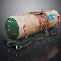 Rusty Railroad Tank Car With 101 Franco International Cylindrical Tank And Green Wheels