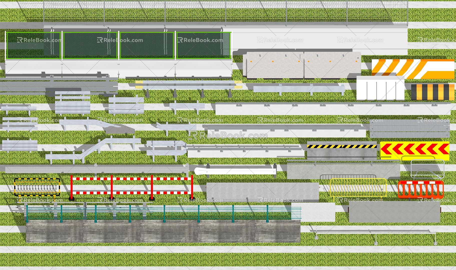 Modern barricade traffic guardrail road construction fence barrier fence 3d model