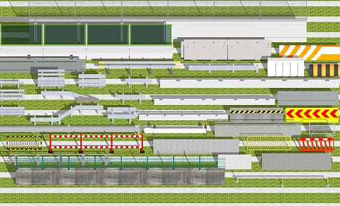 Modern barricade traffic guardrail road construction fence barrier fence 3d model