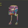White And Blue Volkswagen Van Robot Creature With Mechanical Legs Design
