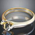 Stylish Gold And Silver Ring With Transparent Gemstone And Smooth Band