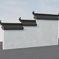Traditional Chinese Architectural Facade With White Wall And Black Tiled Roof Eaves