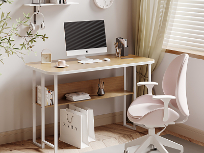 Nordic Desk and Chair Desk and Chair Combination Desk Table Jewelry Ornaments 3d model