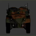 Military Vehicle With Camouflage Paint Long Cannon And Four Wheels