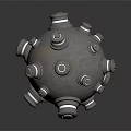 Ancient Spherical Metal Weapon With Rustic Bolts And Rugged Texture Design 3d model
