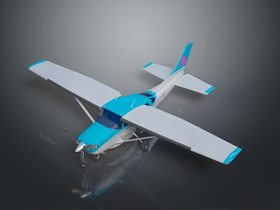 Small Blue And White Glossy Passenger Plane Model With Pink Tail Design 3d model