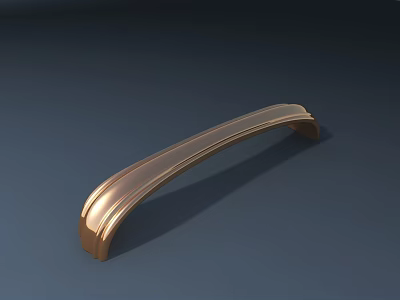 Elegant Curved Golden Metal Cabinet Handle With Smooth Shiny Surface 3d model