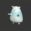 Cute Low Poly White Blue Gradient Cat Figurine With Green Eyes Blue Ears Paws