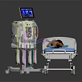 Medical Monitoring Equipment With Display Screen And Hospital Bed Blue Mattress Patient Mannequin