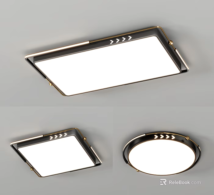 Modern Ceiling Lights With Rectangular And Round Stylish Shapes For Home 3d model