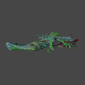 Fantasy Biomechanical Creature With Green Purple Pink Glowing Accents And Complex Limbs