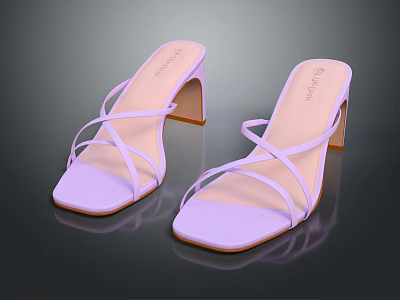 Light Purple Women's Sandals with Crisscross Straps and Tan Block Heel by Bellaire 3d model