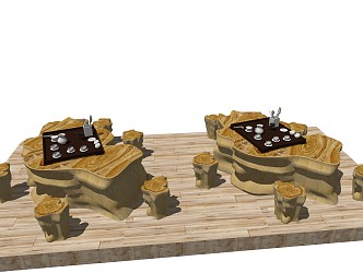 Chinese root carving tea sea tea table 3d model