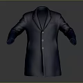 Blue Long Coat With Single Breasted Design And Three Buttons On Grey Background 3d model