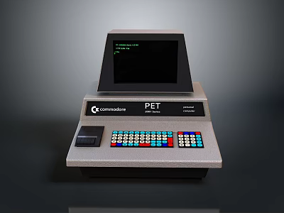 Commodore PET Vintage Electronic Device With Screen Display And Colorful Keypad Keyboard 3d model