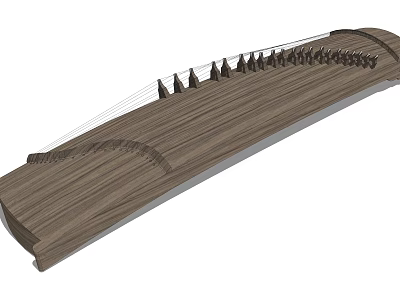 Wooden Chinese Guzheng Zither String Musical Instrument with Bridges and Strings 3d model