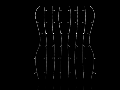 White Curved Decorative Light Strings Arranged In Order On Black Background 3d model