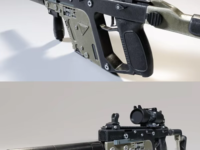 Tactical Rifle With Black And Green Design Scope Attachment And Ergonomic Grip 3d model