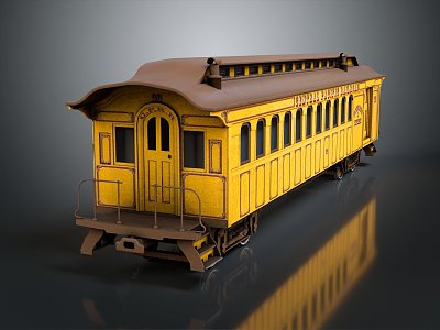 Retro train carriage ancient train ancient train 3d model