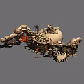 Intricate Fantasy Style Structure With Rock Formations Dome Ornamental Carvings And Mechanical Details