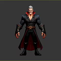 Fantasy 3D Character Model With White Hair Red Eyes Black Coat And Red Gloves