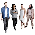 Diverse Group of People in Casual and Formal Attire Walking and Using Phone