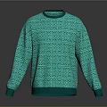 Comfortable Teal Sweater With Geometric Pattern For Casual Everyday Wear