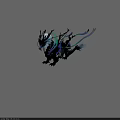 Ornate Blue Purple Mythical Creature With Feathers Ribbons And Golden Accents