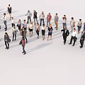 Group of People Standing Sitting and Interacting in Open Space Scene 3d model