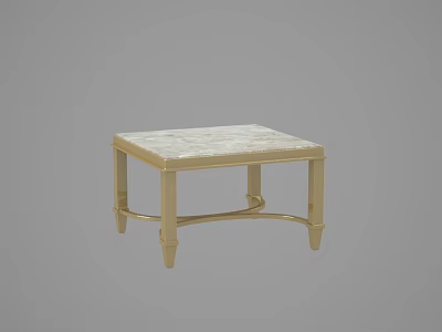 Elegant Square Side Table with White Marble Top and Gold Metal Legs 3d model