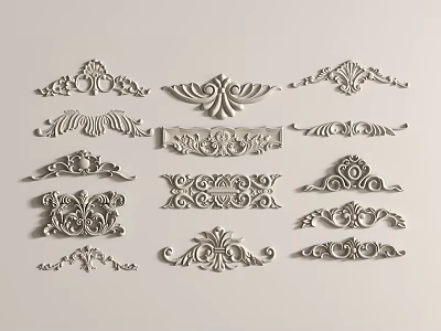 Ornate Decorative Carvings With Corner And Strip Designs And Various Intricate Patterns 3d model