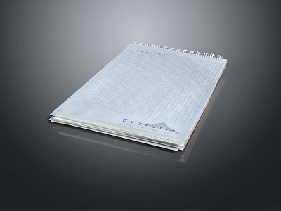 Light Colored Spiral Bound Notebook With Grid Lines And Evernote Logo On Dark Background 3d model