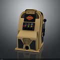 Yellow Slot Machine Electronic Gaming Appliance With Jackpot Logo Control Panel And Lever
