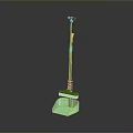 Green Broom With Ergonomic Handle And Durable Bristles For Home Cleaning