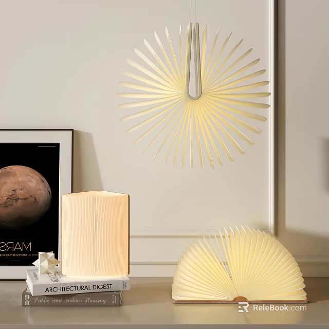 Modern Lighting Combination With Starburst Wall Light And Table Lamp In Interior 3d model 