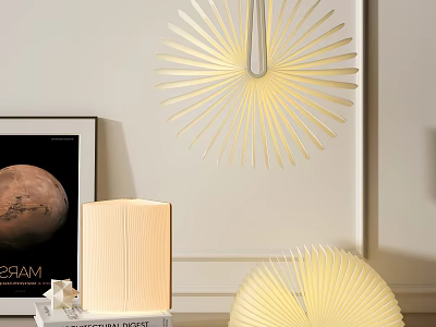 Modern Lighting Combination With Starburst Wall Light And Table Lamp In Interior 3d model