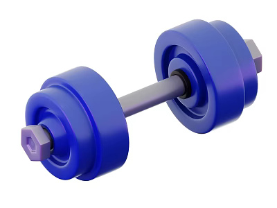 High Quality Blue Dumbbell Sports Equipment With Weight Plates Metal Bar And Hex Nuts 3d model