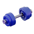 High Quality Blue Dumbbell Sports Equipment With Weight Plates Metal Bar And Hex Nuts