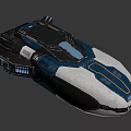 Futuristic Sci-Fi Spaceship 3D Model With Black Silver Exterior And Blue Orange Accents